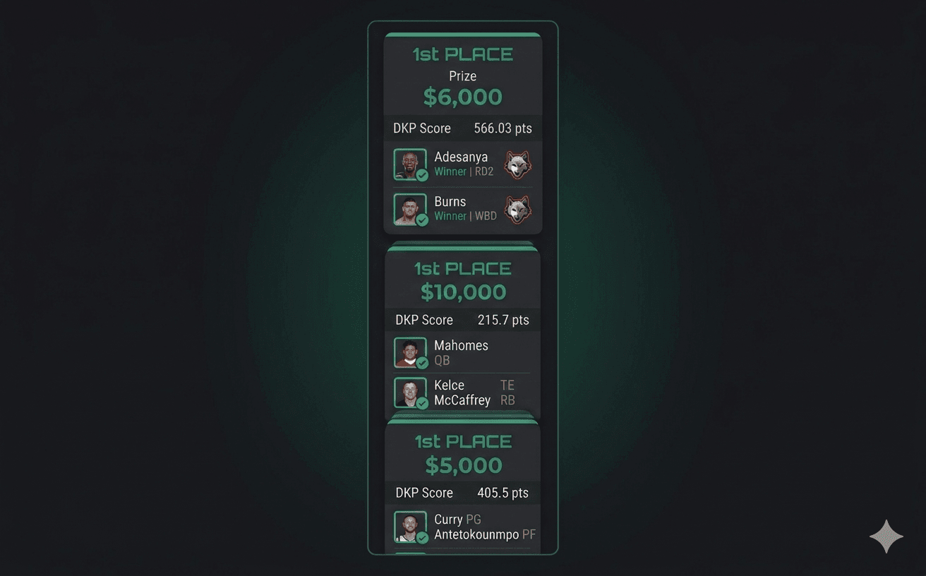 DFS Optimizer Interface showing player projections and lineup builder